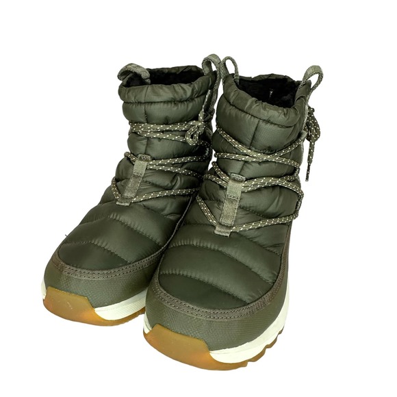 THE NORTH FACE Women's Boots Thermoball Size 10 Lace Up Taupe Green Waterproof - Picture 10 of 15